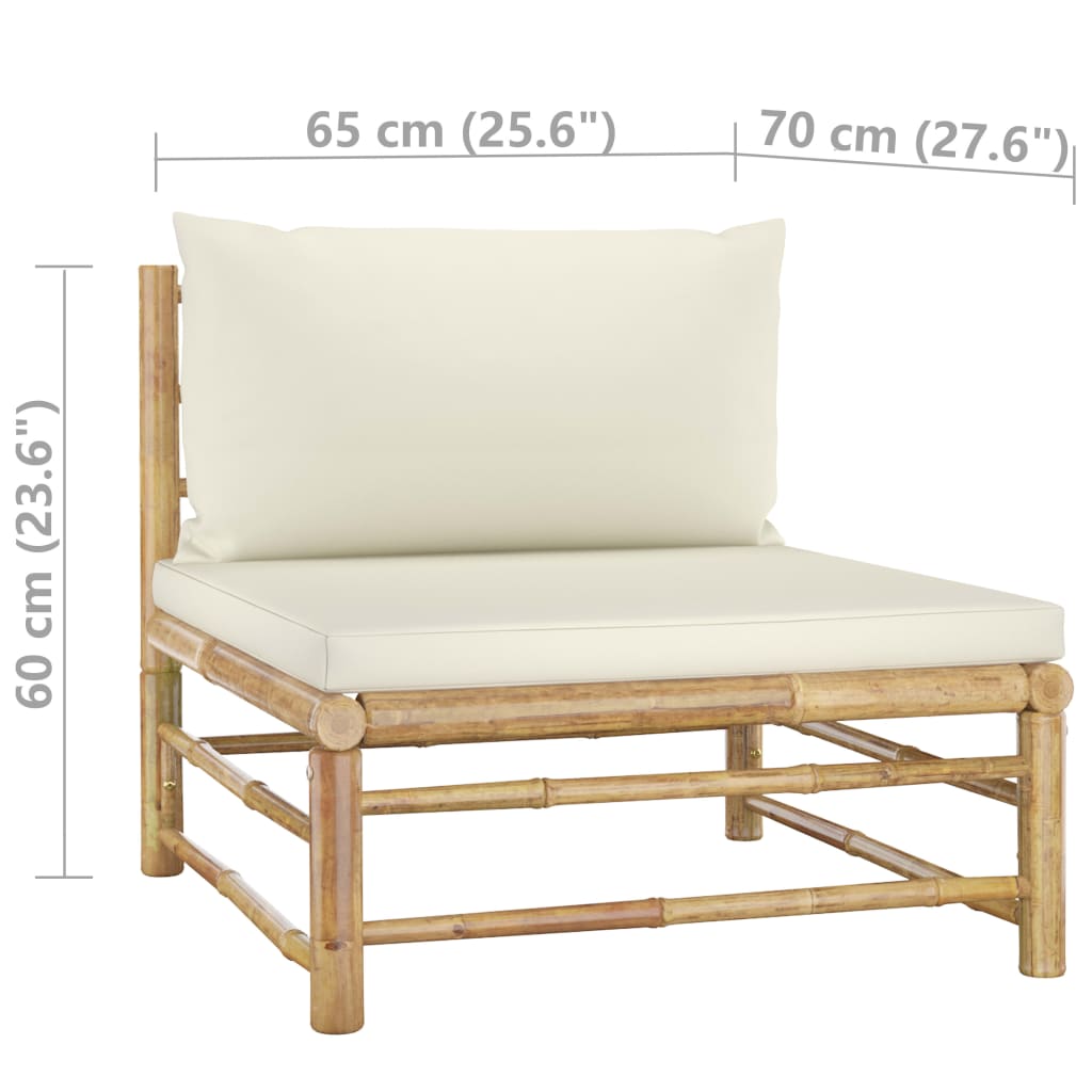 Galleria Design 2 Piece Garden Lounge Set with Cream White Cushions Bamboo
