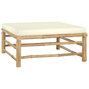 Galleria Design Garden Footrest with Cream White Cushion Bamboo