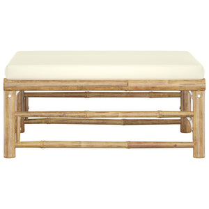 Galleria Design Garden Footrest with Cream White Cushion Bamboo