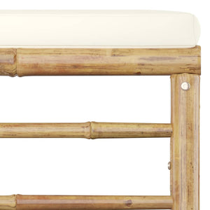 Galleria Design Garden Footrest with Cream White Cushion Bamboo