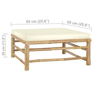 Galleria Design Garden Footrest with Cream White Cushion Bamboo
