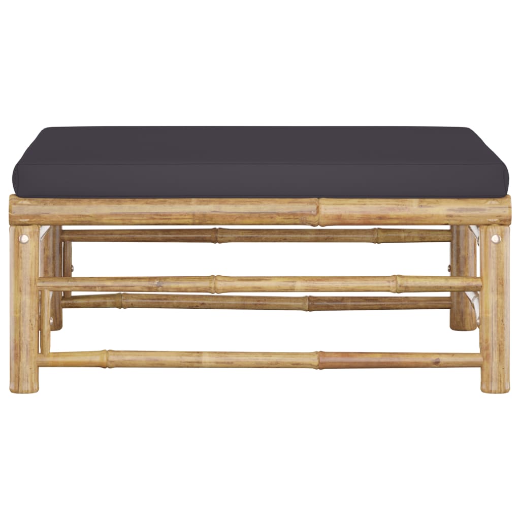 Galleria Design Garden Footrest with Dark Grey Cushion Bamboo