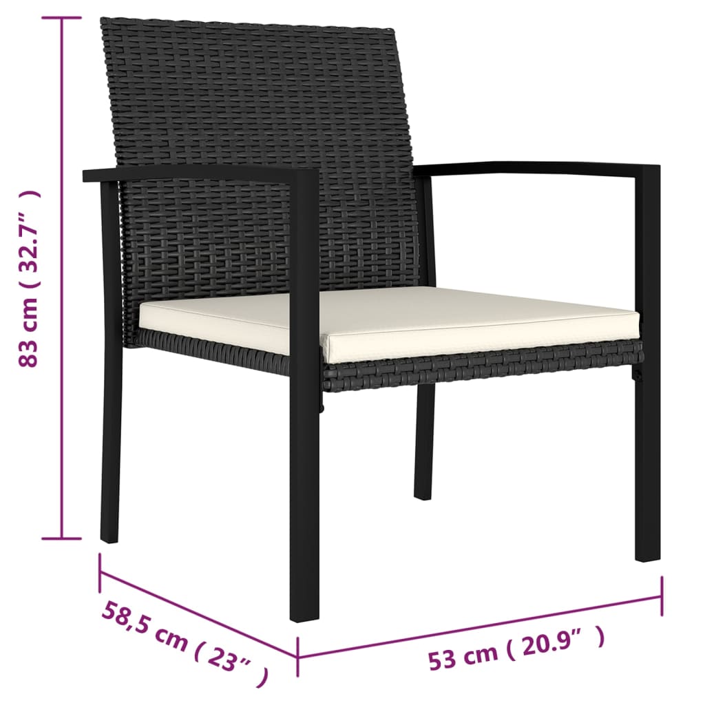 Galleria Design Garden Dining Chairs 2 pcs Poly Rattan Black