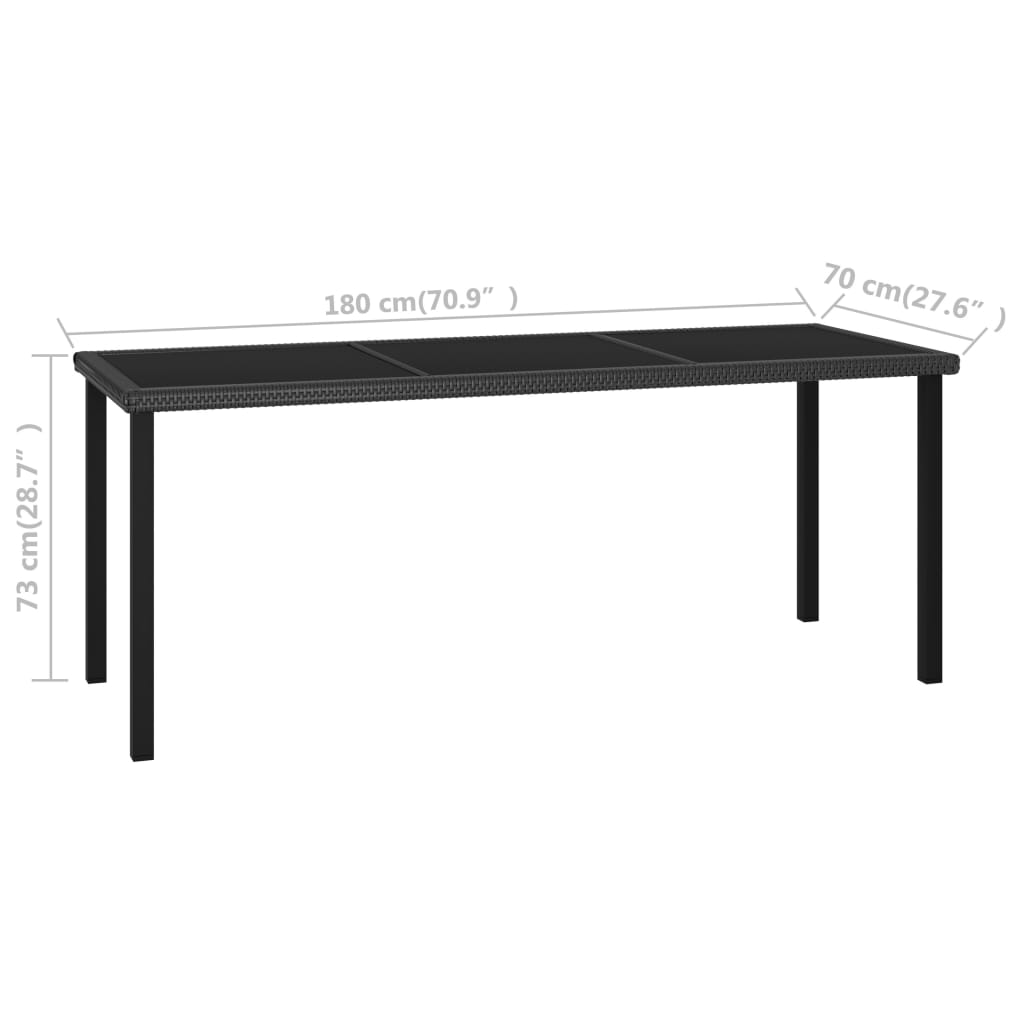 Galleria Design Garden Dining Table Black 180x70x73 cm Poly Rattan