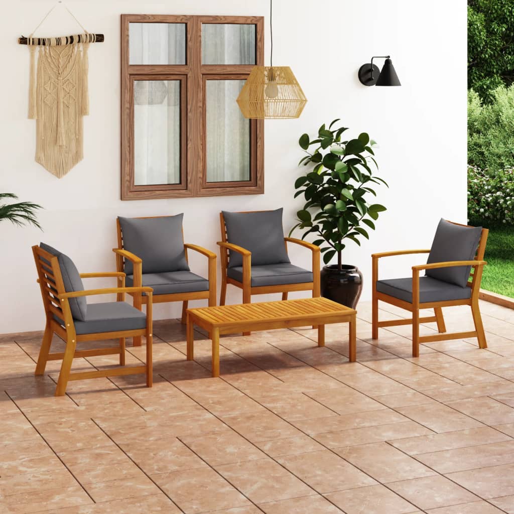 Galleria Design 5 Piece Garden Lounge Set with Cushion Solid Acacia Wood