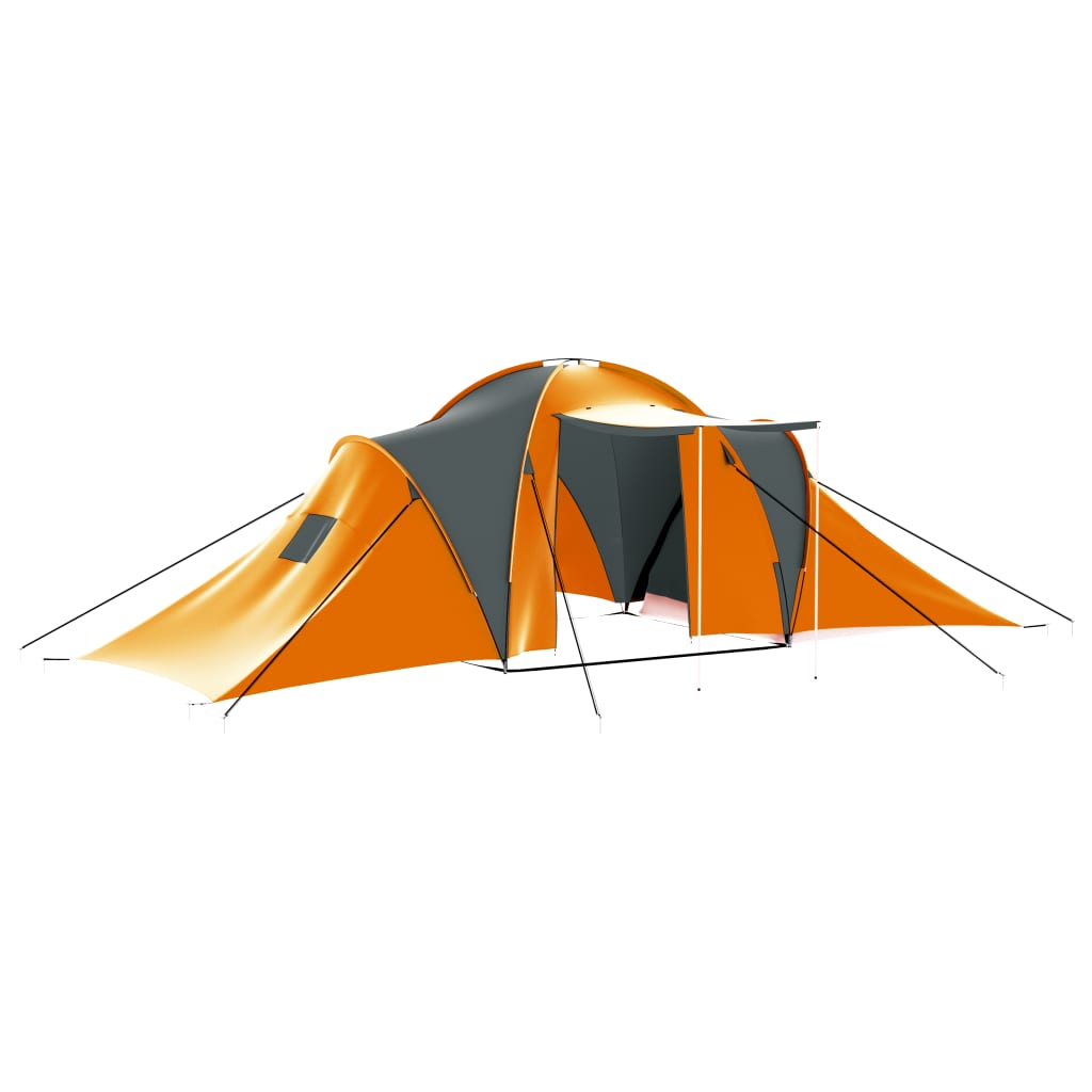 Galleria Design Camping Tent 9 Persons Fabric Grey and Orange