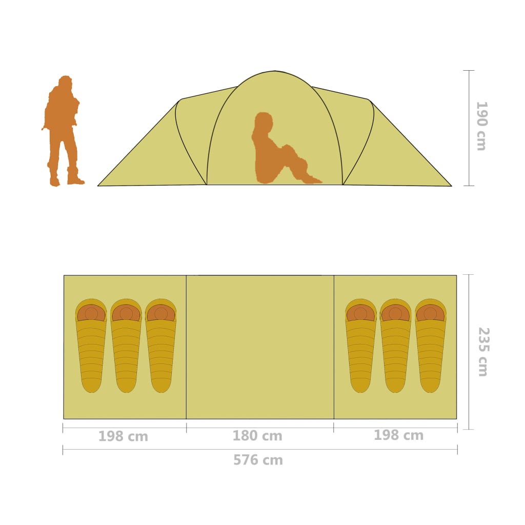 Galleria Design Camping Tent 6 Persons Grey and Orange