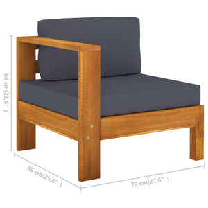 Galleria Design 3-Seater Garden Sofa with Dark Grey Cushions Acacia Wood