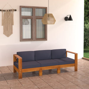 Galleria Design 3-Seater Garden Sofa with Dark Grey Cushions Acacia Wood