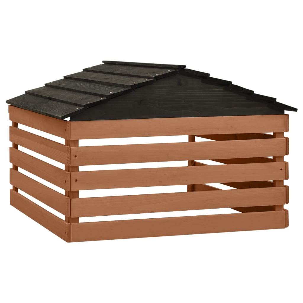 Galleria Design Robotic Lawn Mower Garage Black and Brown 78x74x54 cm Firwood