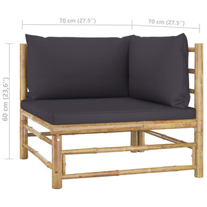 Galleria Design 4 Piece Garden Lounge Set with Dark Grey Cushions Bamboo