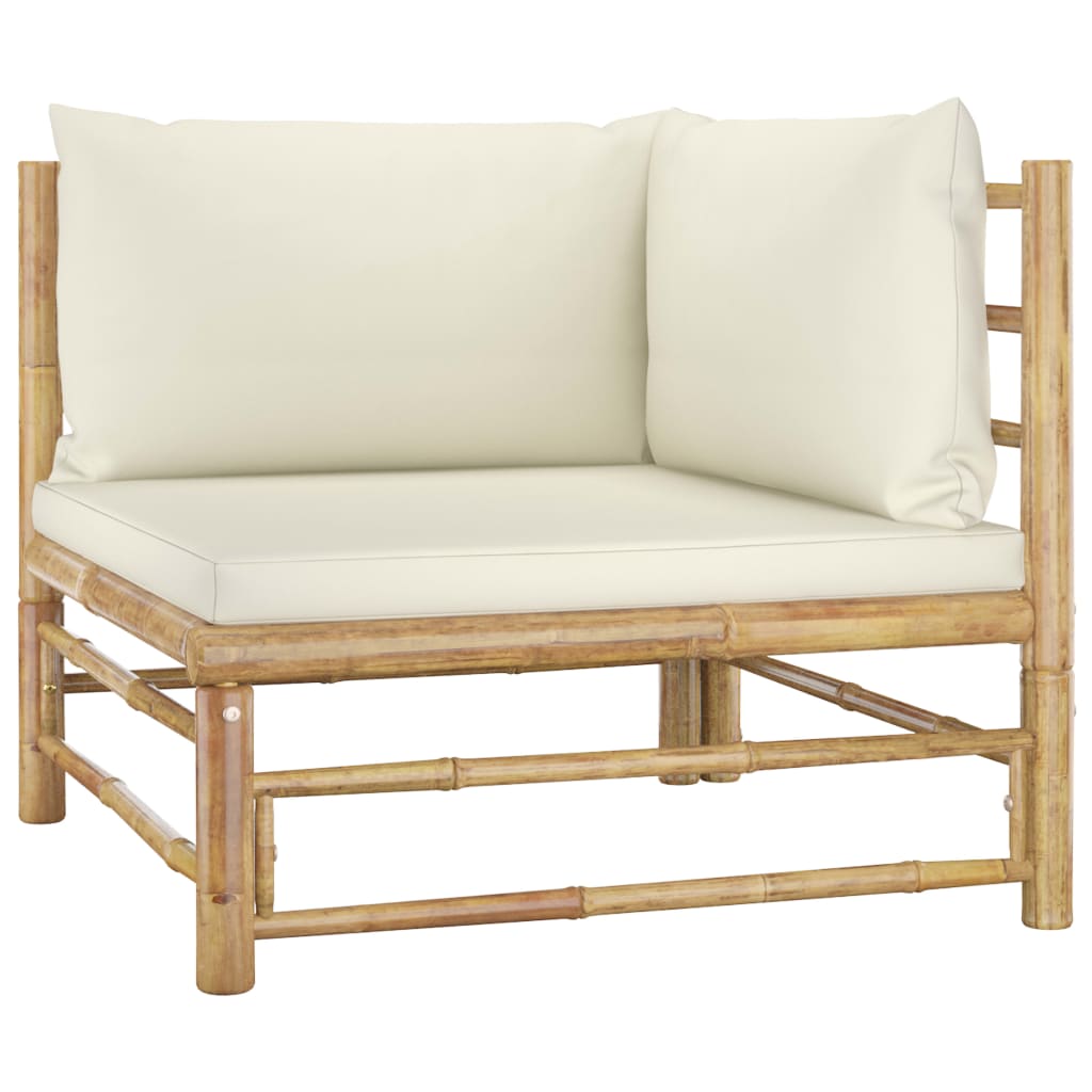 Galleria Design 6 Piece Garden Lounge Set with Cream White Cushions Bamboo