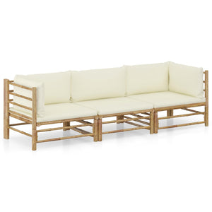 Galleria Design 3 Piece Garden Lounge Set with Dark Grey Cushions Bamboo