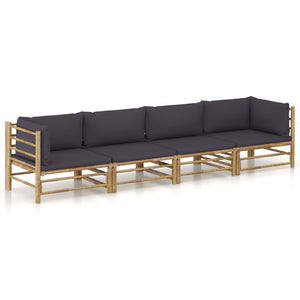 Galleria Design 3 Piece Garden Lounge Set with Dark Grey Cushions Bamboo