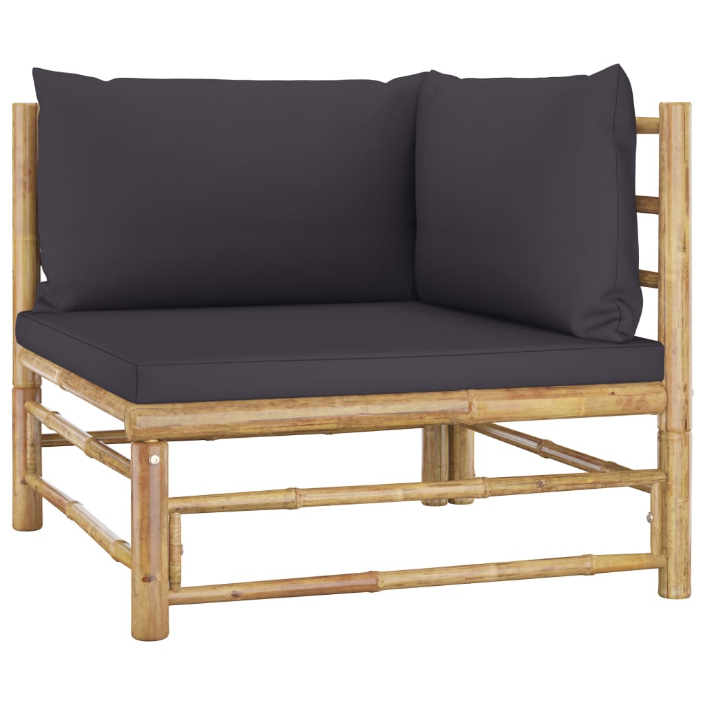 Galleria Design 3 Piece Garden Lounge Set with Dark Grey Cushions Bamboo