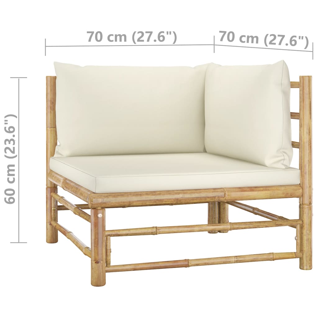 Galleria Design 8 Piece Garden Lounge Set with Cream White Cushions Bamboo