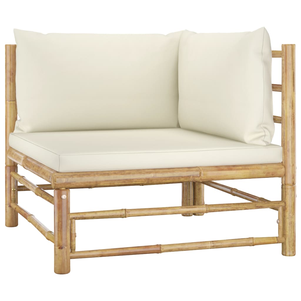 Galleria Design 8 Piece Garden Lounge Set with Cream White Cushions Bamboo
