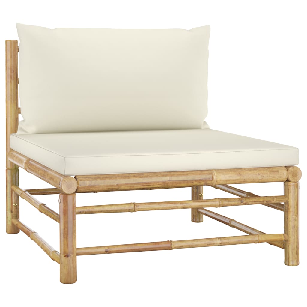 Galleria Design 8 Piece Garden Lounge Set with Cream White Cushions Bamboo