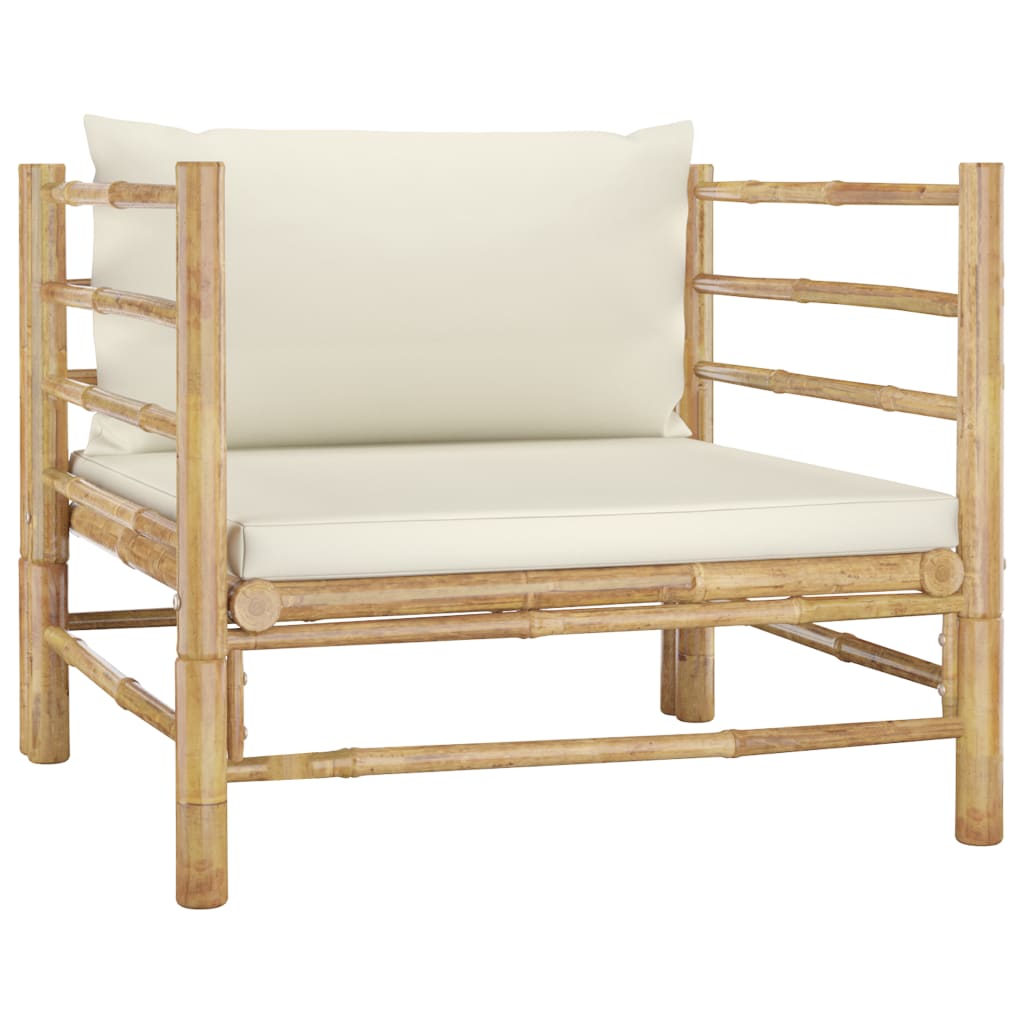 Galleria Design 8 Piece Garden Lounge Set with Cream White Cushions Bamboo