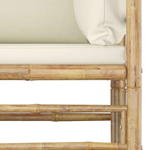 Galleria Design 10 Piece Garden Lounge Set with Cream White Cushions Bamboo