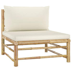 Galleria Design 11 Piece Garden Lounge Set with Cream White Cushions Bamboo