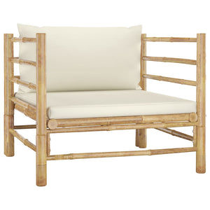 Galleria Design 12 Piece Garden Lounge Set with Cream White Cushions Bamboo