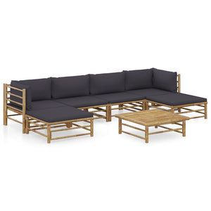 Galleria Design 7 Piece Garden Lounge Set with Dark Grey Cushions Bamboo
