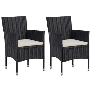 Galleria Design 3 Piece Garden Dining Set Black Poly Rattan and Acacia Wood