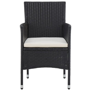 Galleria Design 3 Piece Garden Dining Set Black Poly Rattan and Acacia Wood
