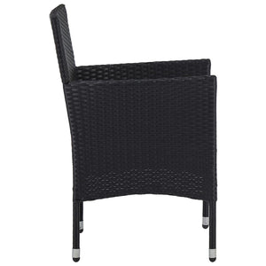 Galleria Design 3 Piece Garden Dining Set Black Poly Rattan and Acacia Wood