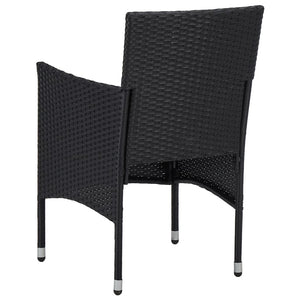 Galleria Design 3 Piece Garden Dining Set Black Poly Rattan and Acacia Wood