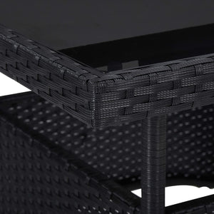 Galleria Design 5 Piece Garden Dining Set Black Poly Rattan and Acacia Wood