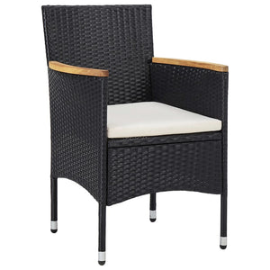 Galleria Design 5 Piece Garden Dining Set Black Poly Rattan and Acacia Wood