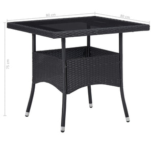 Galleria Design 5 Piece Garden Dining Set Black Poly Rattan and Acacia Wood