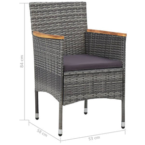 Galleria Design 5 Piece Garden Dining Set Black Poly Rattan and Acacia Wood