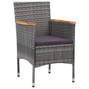 Galleria Design 5 Piece Garden Dining Set Black Poly Rattan and Acacia Wood