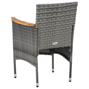 Galleria Design 5 Piece Garden Dining Set Black Poly Rattan and Acacia Wood