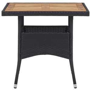 Galleria Design 5 Piece Garden Dining Set Black Poly Rattan and Acacia Wood