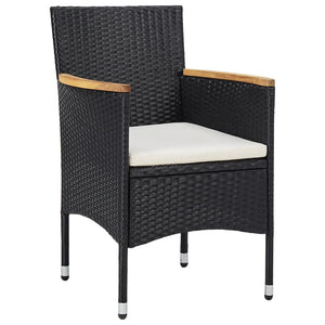 Galleria Design 5 Piece Garden Dining Set Black Poly Rattan and Acacia Wood