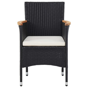 Galleria Design 5 Piece Garden Dining Set Black Poly Rattan and Acacia Wood