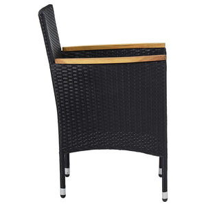 Galleria Design 5 Piece Garden Dining Set Black Poly Rattan and Acacia Wood