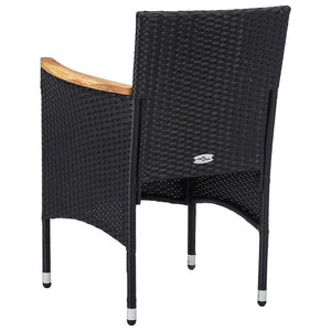Galleria Design 5 Piece Garden Dining Set Black Poly Rattan and Acacia Wood