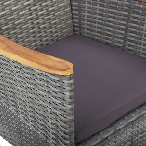 Galleria Design 5 Piece Garden Dining Set Grey Poly Rattan and Acacia Wood