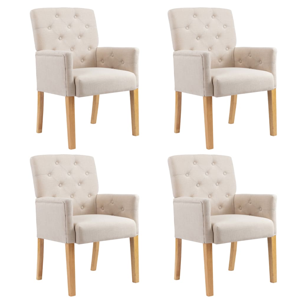 Galleria Design Dining Chairs with Armrests 2 pcs Beige Fabric