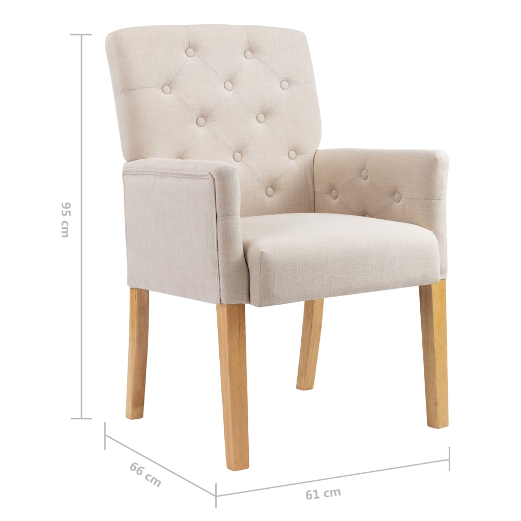 Galleria Design Dining Chairs with Armrests 2 pcs Beige Fabric