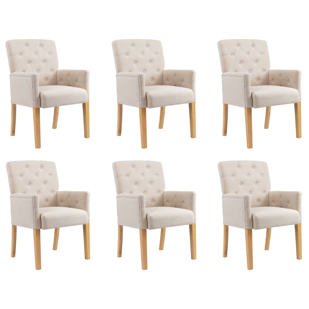 Galleria Design Dining Chairs with Armrests 2 pcs Beige Fabric
