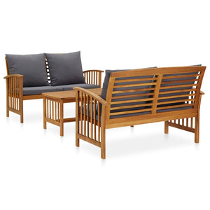 Galleria Design 3 Piece Garden Lounge Set with Cushions Solid Acacia Wood