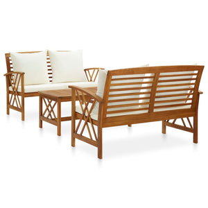 Galleria Design 3 Piece Garden Lounge Set with Cushions Solid Acacia Wood