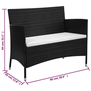 Galleria Design 2 Piece Garden Lounge Set with Cushion Poly Rattan Black