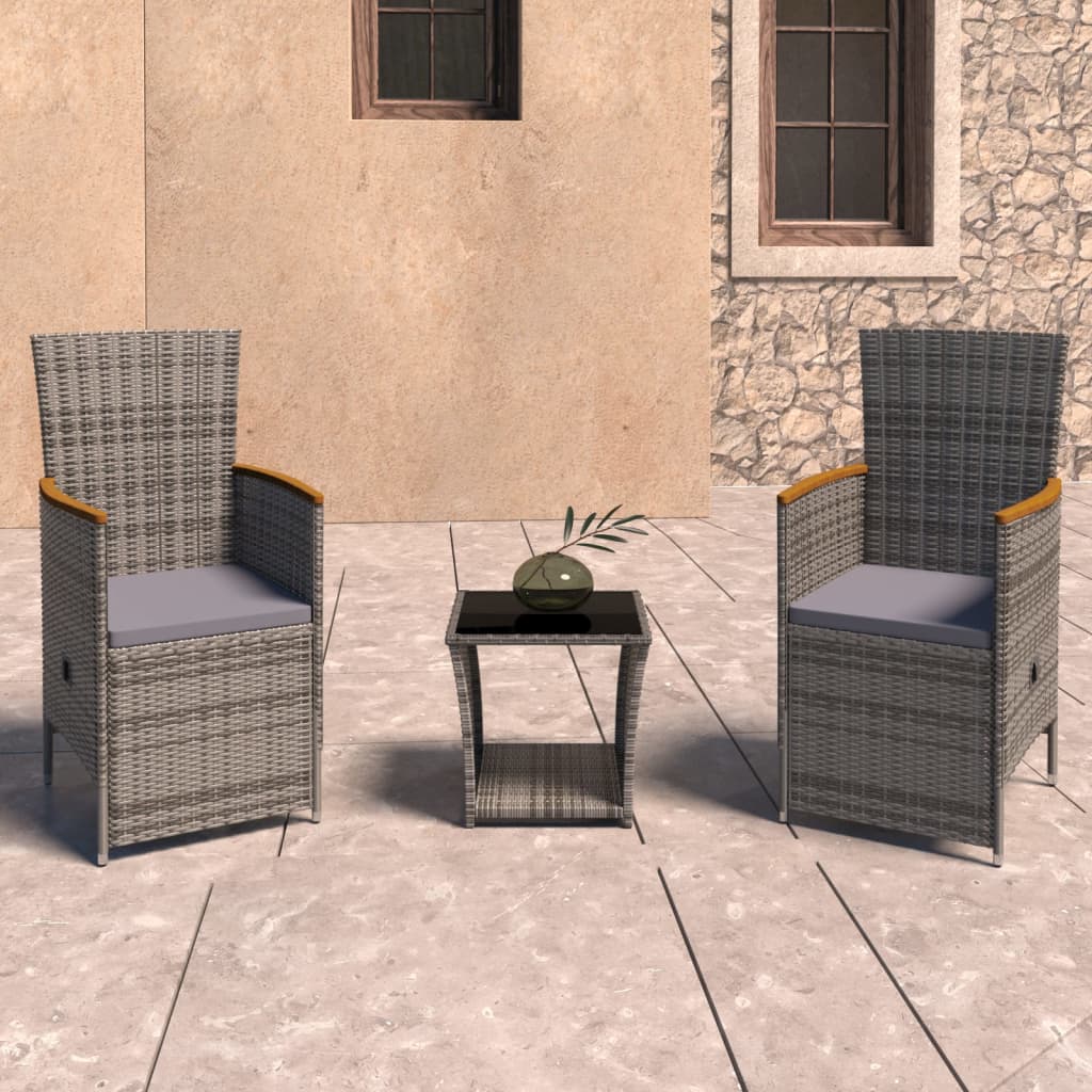 Galleria Design 3 Piece Garden Lounge Set with Cushions Poly Rattan Gr
